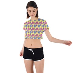 Colorful Bitcoin Pattern Tie Back Short Sleeve Crop T-shirt by ExtraAwesomeSauce