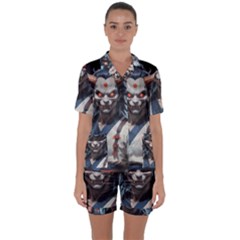 Demon Samurai Satin Short Sleeve Pajamas Set by AwesomeSauce