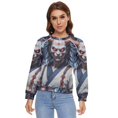 Demon Samurai Women s Long Sleeve Raglan T-shirt by AwesomeSauce