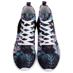 Cyberpunk Demon Samurai Men s Lightweight High Top Sneakers by AwesomeSauce