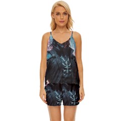 Cyberpunk Demon Samurai V-neck Satin Pajamas Set by AwesomeSauce