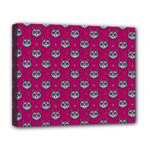 Calavera Cat Art Pattern Deluxe Canvas 20  X 16  (stretched) by ExtraAwesomeSauce