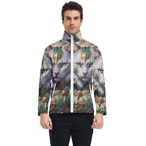 Epic Armored Cat Warrior Men s Bomber Jacket by ExtraAwesomeSauce