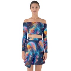 Cosmic Jellyfish Artwork Off Shoulder Top With Skirt Set by ExtraAwesomeSauce