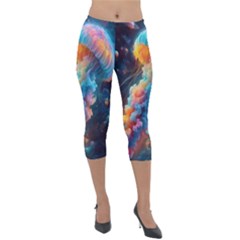 Cosmic Jellyfish Artwork Lightweight Velour Capri Leggings  by ExtraAwesomeSauce