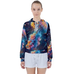 Cosmic Jellyfish Artwork Women s Tie Up Sweat by ExtraAwesomeSauce