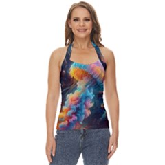 Cosmic Jellyfish Artwork Basic Halter Top by ExtraAwesomeSauce