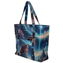 Enchanting Fantasy Night Sky Scene Zip Up Canvas Bag by ExtraAwesomeSauce