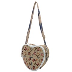Leaves Pattern Teal Seamless Fall Heart Shoulder Bag by Posterlux
