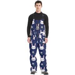 Cute Bunny Pattern, Easter, Koteto Men s Front Zip Ski And Snowboard Bib Pants by kyorashop23
