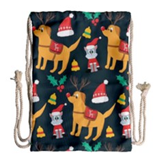 Funny Christmas Pattern Background Drawstring Bag (large) by Ket1n9