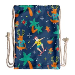 Colorful Funny Christmas Pattern Drawstring Bag (large) by Ket1n9