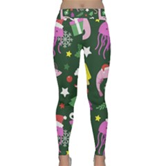 Dinosaur Colorful Funny Christmas Pattern Classic Yoga Leggings by Ket1n9