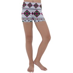 Ukrainian Folk Seamless Pattern Ethnic Ornament Border Element Traditional Kids  Lightweight Velour Yoga Shorts by Grandong
