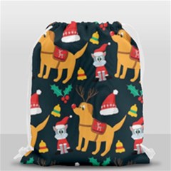 Funny Christmas Pattern Background Drawstring Bag (small) by Ket1n9