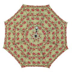 Retro 1880s Flowers Pattern 18 Automatic Folding Umbrella With Case (medium) by violetheavensky