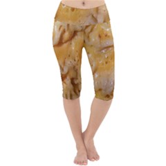 Homemade Flan Extreme Close-up Texture Lightweight Velour Cropped Yoga Leggings by dflcprintsclothing