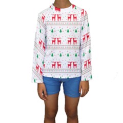 Red Green And Blue Christmas Themed Illustration Kids  Long Sleeve Swimwear by Paksenen