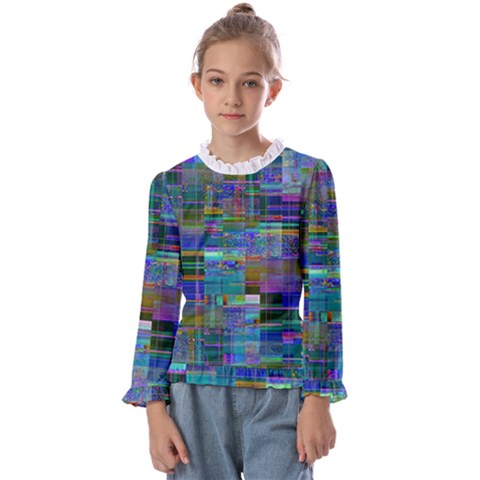 Glitch Chaos Print Kids  Frill Detail T-shirt by dflcprintsclothing