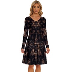 Bronze Age Mandala Long Sleeve Dress With Pocket by MRNStudios