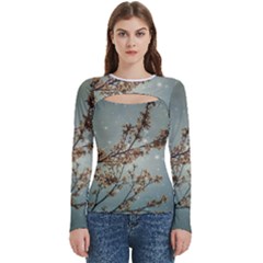 Dreamy Nature Motif Women s Cut Out Long Sleeve T-shirt by dflcprintsclothing