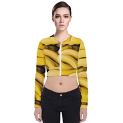 Bananas, Macro, Fruits, Ripe Bananas Long Sleeve Zip Up Bomber Jacket by kyorashop23