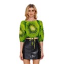 Kiwi Fruits, Close-up, Exotic Fruit Mid Sleeve Drawstring Hem Top View1