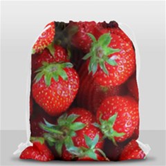 Strawberry, Berries, Fresh, Red Drawstring Bag (small) by kyorashop23