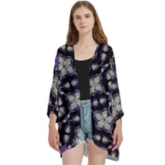 Gothic Radiance Open Front 3/4 Sleeve Batwing Chiffon Cardigan Kimono by dflcprintsclothing