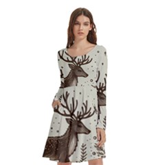 Artwork Graffiti Painting Creative Long Sleeve Knee Length Skater Dress With Pockets by Salmanaz77