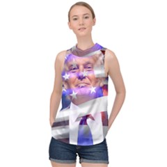 Donald Trump Flag High Neck Satin Top by vintagetrump