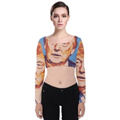 Orange Donald Trump Velvet Long Sleeve Crop Top by vintagetrump