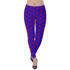 Blue Pattern Red Texture Velvet Leggings by Mariart