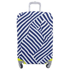 Blue And White Abstract Stripes Luggage Cover (medium) by SpinnyChairDesigns