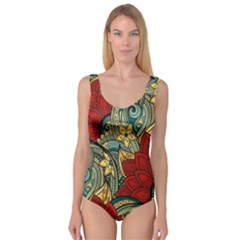 Pattern Shape Colorful Flower Leaves Princess Tank Leotard  by Posterlux