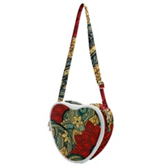 Pattern Shape Colorful Flower Leaves Heart Shoulder Bag by Posterlux