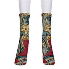 Pattern Shape Colorful Flower Leaves Crew Socks by Posterlux