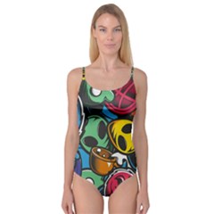 Funky Alien Pattern Abstract Colourful Drawing Camisole Leotard  by Posterlux