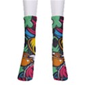 Funky Alien Pattern Abstract Colourful Drawing Crew Socks View1