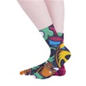 Funky Alien Pattern Abstract Colourful Drawing Smooth Crew Length Tube Socks View2