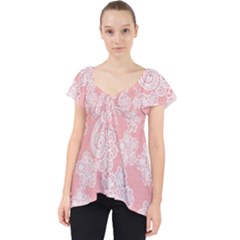 Lace White Ornamental Textile Lace Front Dolly Top by Paksenen