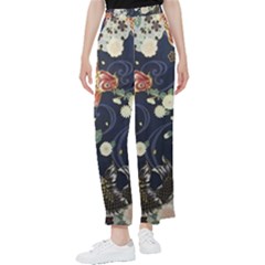 Japanese Wave Koi Illustration Pattern Women s Pants  by Ndabl3x