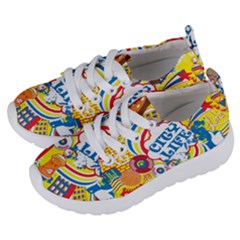 Colorful City Life Horizontal Seamless Pattern Urban City Kids  Lightweight Sports Shoes by Bedest