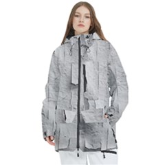 Wall With Cracked White Paint Texture Women s Multi Pockets Zip Ski And Snowboard Waterproof Breathable Jacket by dflcprintsclothing