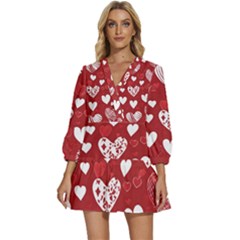 Valentine V-neck Placket Mini Dress by pollyparadiseartshop