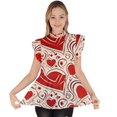 Be My Valentine Ruffle Collar Short Sleeve Chiffon Top by pollyparadiseartshop