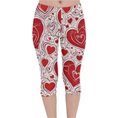 Be My Valentine Velvet Capri Leggings  by pollyparadiseartshop