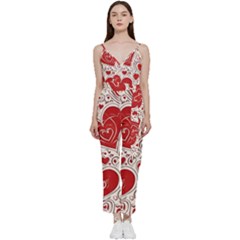 Be My Valentine V-neck Camisole Jumpsuit by pollyparadiseartshop