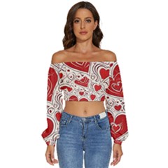 Be My Valentine Long Sleeve Crinkled Weave Crop Top by pollyparadiseartshop