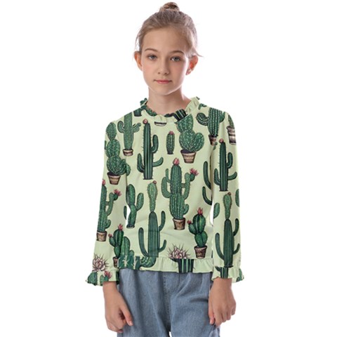 Cactus  Kids  Frill Detail T-shirt by pollyparadiseartshop